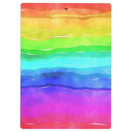 Watercolor Rainbow Stripes Personalised Klembord (Achterkant)