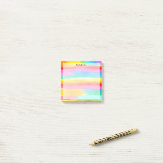 Watercolor Rainbow Stripes Post-it® Notes (Op bureau)