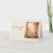 Watercolor Rainy Window with Pumpkin and Coffee Kaart (Voorkant)