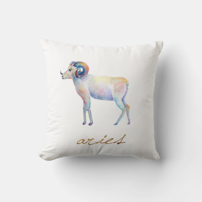 Watercolor Ram Aries Kussen (Voorkant)