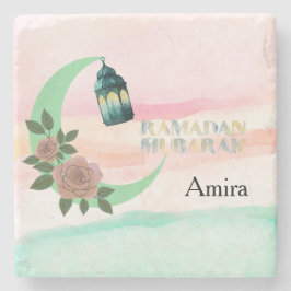 Watercolor Ramadan – Halve Maan Stenen Onderzetter
