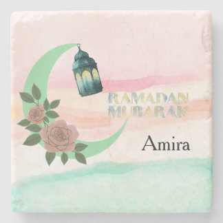 Watercolor Ramadan – Halve Maan Stenen Onderzetter
