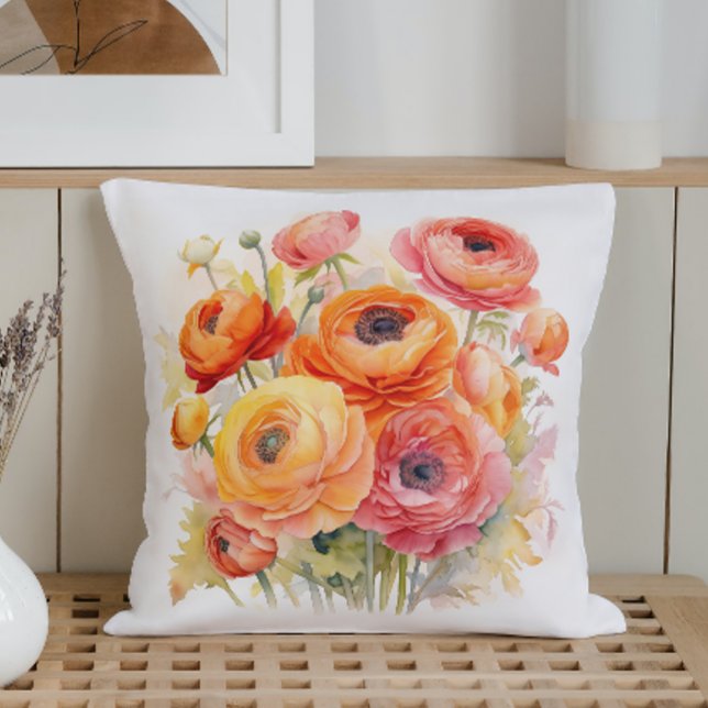 Watercolor Ranunculus Rhapsodie Kussen (Creator heeft geüpload)