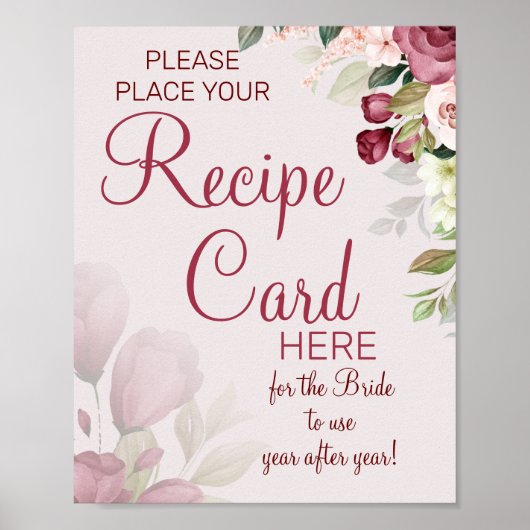 Watercolor Receptkaarten bruidsshower spel bord Poster (Voorkant)