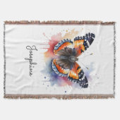 Watercolor Red Admiral Butterfly Name Deken (Voorkant)