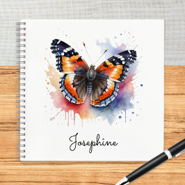 Watercolor Red Admiral Butterfly Personalized Notitieboek
