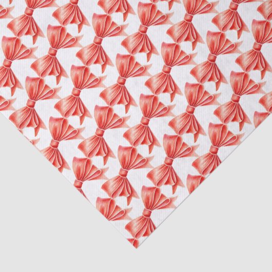 Watercolor red bow art repeat patterned tissuepapier (Detail)