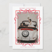 Watercolor Red Bow Photo Feestdagenkaart (Voorkant)