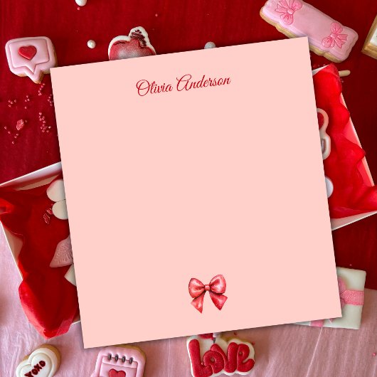 Watercolor Red Bow Valentines Day Personalized Notitieblok