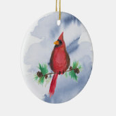 Watercolor Red Cardinal Christmas Ornament (Rechts)