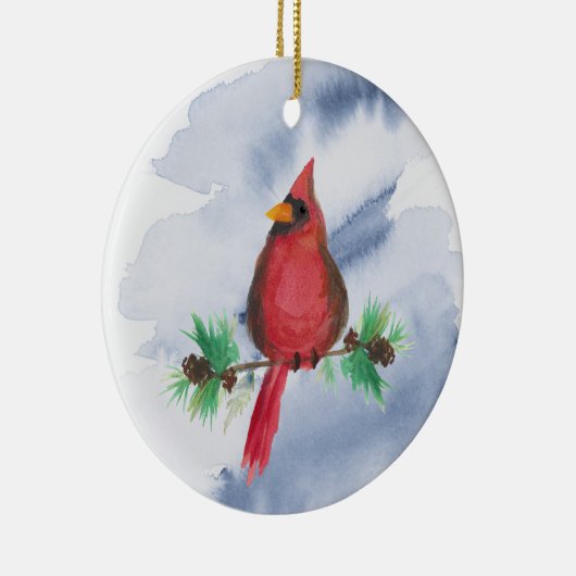 Watercolor Red Cardinal Christmas Ornament (Rechts)