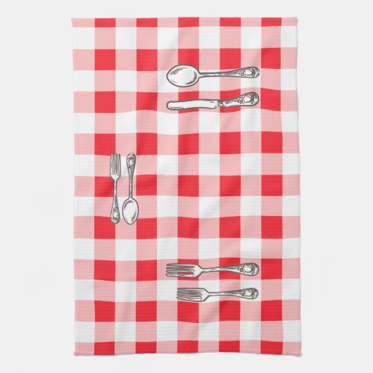 Watercolor Red Check  Theedoek (Verticaal)
