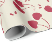 Watercolor Red Cherries – Modern – Valentine Cadeaupapier (Rol Hoek)