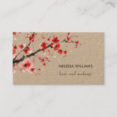Watercolor Red Cherry Blossoms Kraft Paper Visitekaartje (Voorkant)