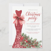 Watercolor Red Christmas Party Kaart (Voorkant)