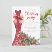 Watercolor Red Christmas Party Kaart (Staand voorkant)