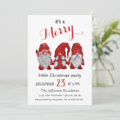 Watercolor Red Gnomes Little Christmas Party Kaart (Staand voorkant)