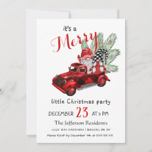 Watercolor Red Gnomes Little Christmas Party Kaart