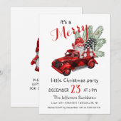 Watercolor Red Gnomes Little Christmas Party Kaart (Voorkant / Achterkant)