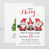 Watercolor Red Gnomes Little Christmas Party Kaart (Voorkant / Achterkant)
