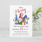 Watercolor Red Gnomes Little Christmas Party Kaart (Staand voorkant)