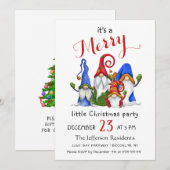 Watercolor Red Gnomes Little Christmas Party Kaart (Voorkant / Achterkant)