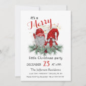 Watercolor Red Gnomes Little Christmas Party Kaart (Voorkant)
