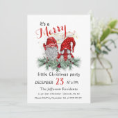 Watercolor Red Gnomes Little Christmas Party Kaart (Staand voorkant)