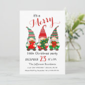 Watercolor Red Gnomes Little Christmas Party Kaart (Staand voorkant)