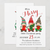Watercolor Red Gnomes Little Christmas Party Kaart (Voorkant / Achterkant)