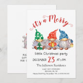 Watercolor Red Gnomes Little Christmas Party Kaart (Voorkant / Achterkant)