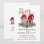 Watercolor Red Gnomes Little Christmas Party Kaart (Voorkant / Achterkant)