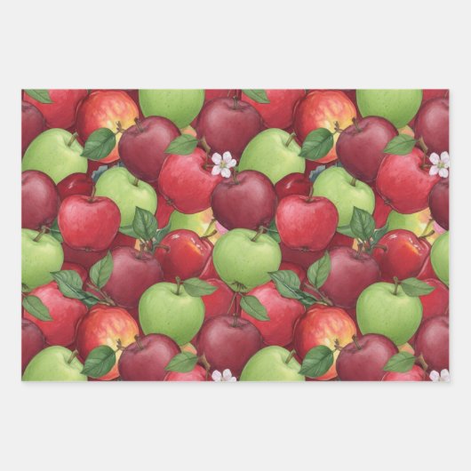 Watercolor Red, Green, and Granny Smith Apple Inpakpapier Vel (Voorkant)
