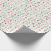 Watercolor Red & Green Christmas Tiles Cadeaupapier (Hoek)
