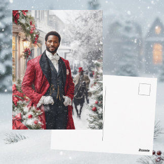 Watercolor Red Hallmark Victorian Winter Holiday Briefkaart