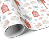 Watercolor Red Mailbox Christmas Pattern Cadeaupapier (Rol Hoek)