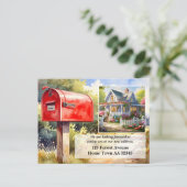 Watercolor Red Mailbox New Home Moving Briefkaart (Staand voorkant)