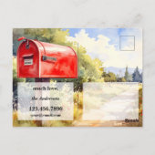 Watercolor Red Mailbox New Home Moving Briefkaart (Achterkant)