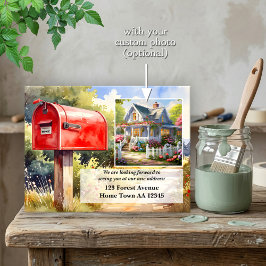 Watercolor Red Mailbox New Home Moving Briefkaart