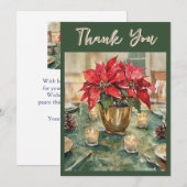 Watercolor Red Poinsettia Christmas Gift  Bedankkaart (Voorkant / Achterkant)