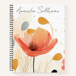 Watercolor red poppy painting notitieboek