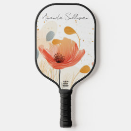 Watercolor red poppy painting pickleball paddle