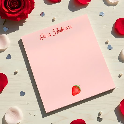 Watercolor Red Strawberry Valentines Day Custom Notitieblok