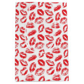 Watercolor Red White Lips Pattern Valentine's Day Medium Cadeauzakje (Voorkant)