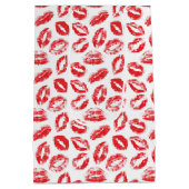 Watercolor Red White Lips Pattern Valentine's Day Medium Cadeauzakje (Achterkant)