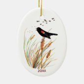 Watercolor Red-Winged Blackbird - Bird Collection Keramisch Ornament (Achterkant)