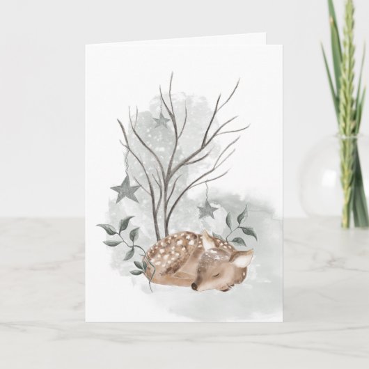 Watercolor Ree Kerst- en Nieuwjaarskaart Kaart (Voorkant)