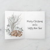 Watercolor Ree Kerst- en Nieuwjaarskaart Kaart (Binnen)