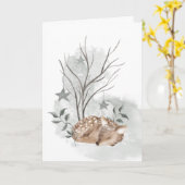 Watercolor Ree Kerst- en Nieuwjaarskaart Kaart (Gele Bloem)