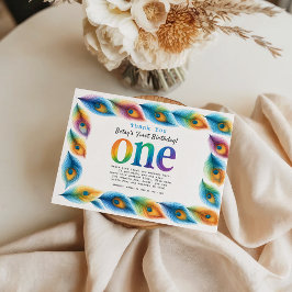 Watercolor regenboog 1e verjaardag | Kleurrijke ba Bedankkaart